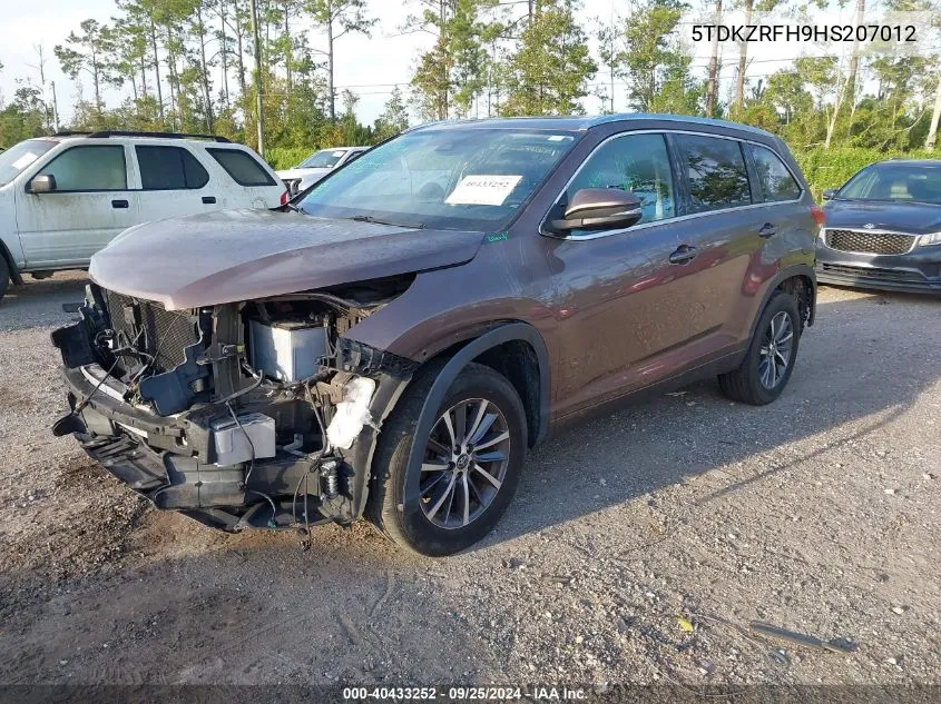 2017 Toyota Highlander Xle VIN: 5TDKZRFH9HS207012 Lot: 40433252