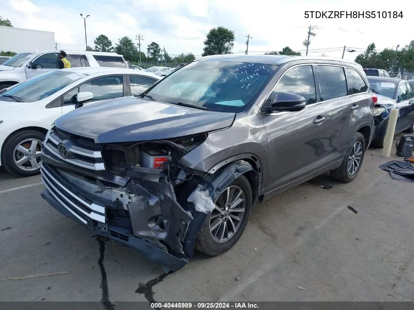 5TDKZRFH8HS510184 2017 Toyota Highlander Xle