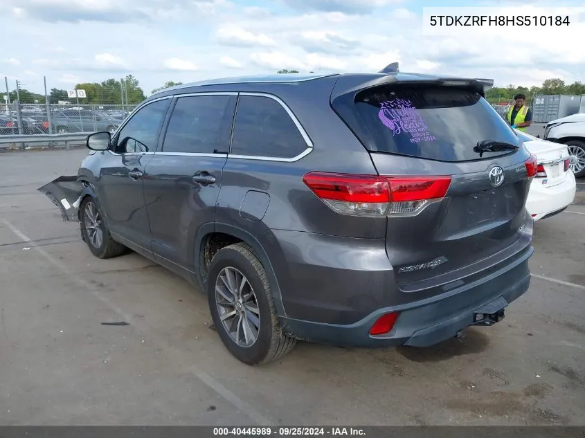 5TDKZRFH8HS510184 2017 Toyota Highlander Xle