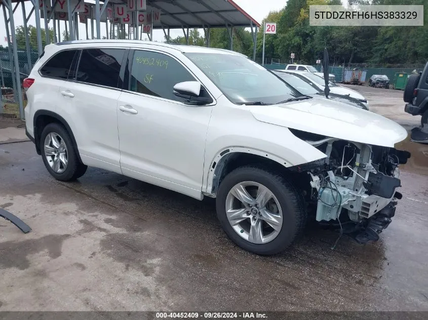 2017 Toyota Highlander Limited VIN: 5TDDZRFH6HS383329 Lot: 40452409