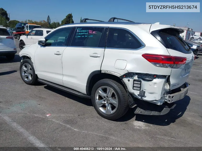 2017 Toyota Highlander Limited VIN: 5TDYZRFH5HS213674 Lot: 40458213