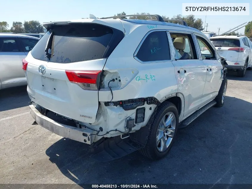 2017 Toyota Highlander Limited VIN: 5TDYZRFH5HS213674 Lot: 40458213