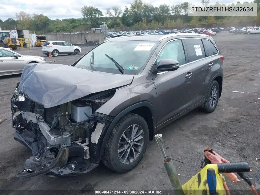 2017 Toyota Highlander Xle VIN: 5TDJZRFH1HS432634 Lot: 40471214