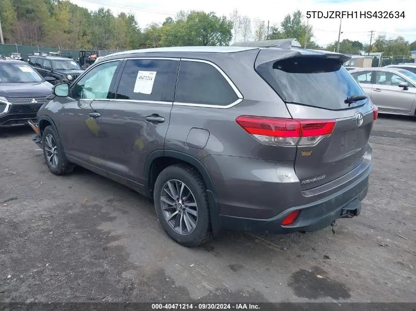 5TDJZRFH1HS432634 2017 Toyota Highlander Xle