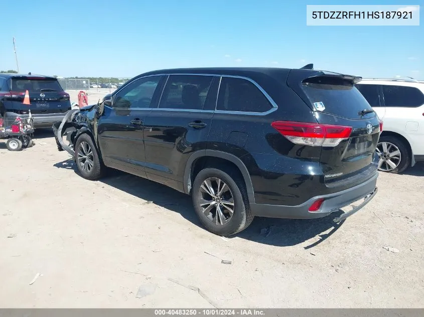 5TDZZRFH1HS187921 2017 Toyota Highlander Le/Le Plus