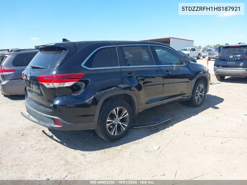 5TDZZRFH1HS187921 2017 Toyota Highlander Le/Le Plus