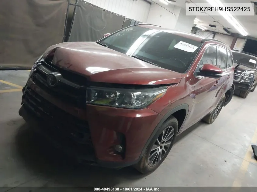 2017 Toyota Highlander Se VIN: 5TDKZRFH9HS522425 Lot: 40495138