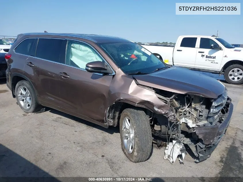 2017 Toyota Highlander Limited VIN: 5TDYZRFH2HS221036 Lot: 40630991