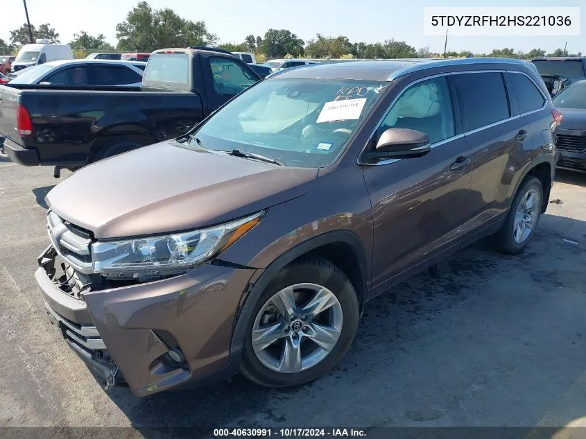 2017 Toyota Highlander Limited VIN: 5TDYZRFH2HS221036 Lot: 40630991