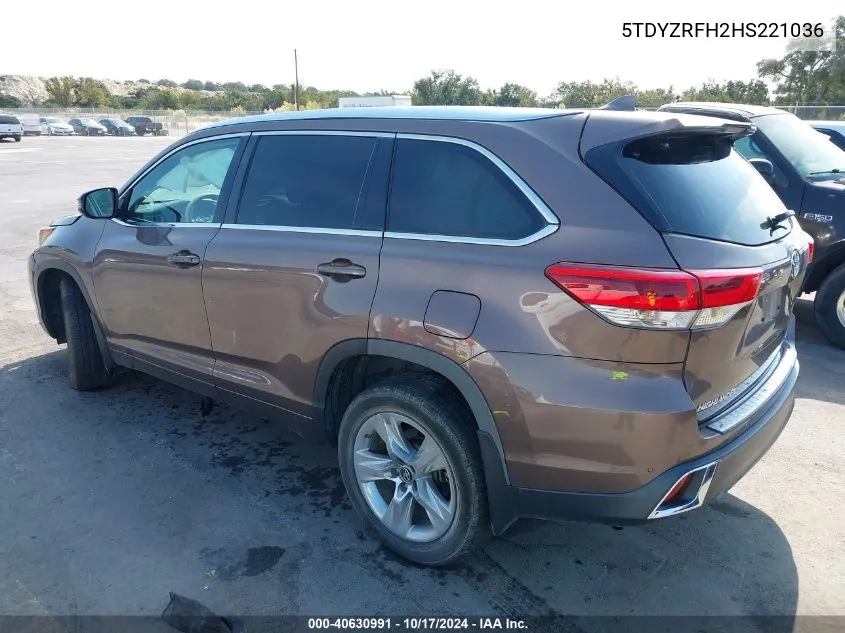 2017 Toyota Highlander Limited VIN: 5TDYZRFH2HS221036 Lot: 40630991