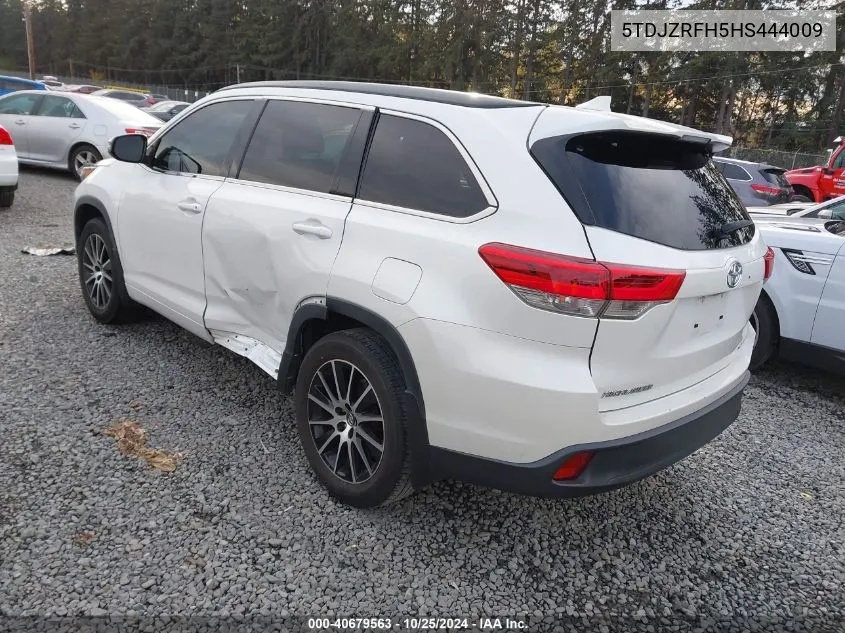 2017 Toyota Highlander Se VIN: 5TDJZRFH5HS444009 Lot: 40679563