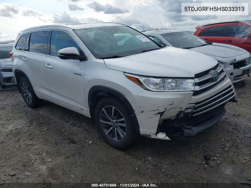 2017 Toyota Highlander Hybrid Xle VIN: 5TDJGRFH5HS033313 Lot: 40701668