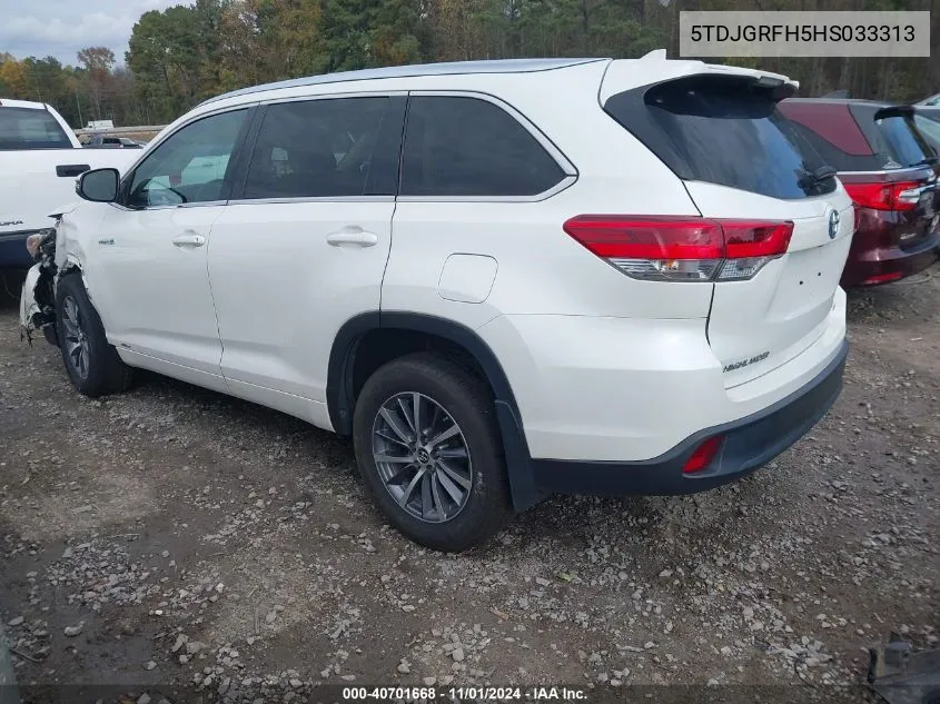 2017 Toyota Highlander Hybrid Xle VIN: 5TDJGRFH5HS033313 Lot: 40701668