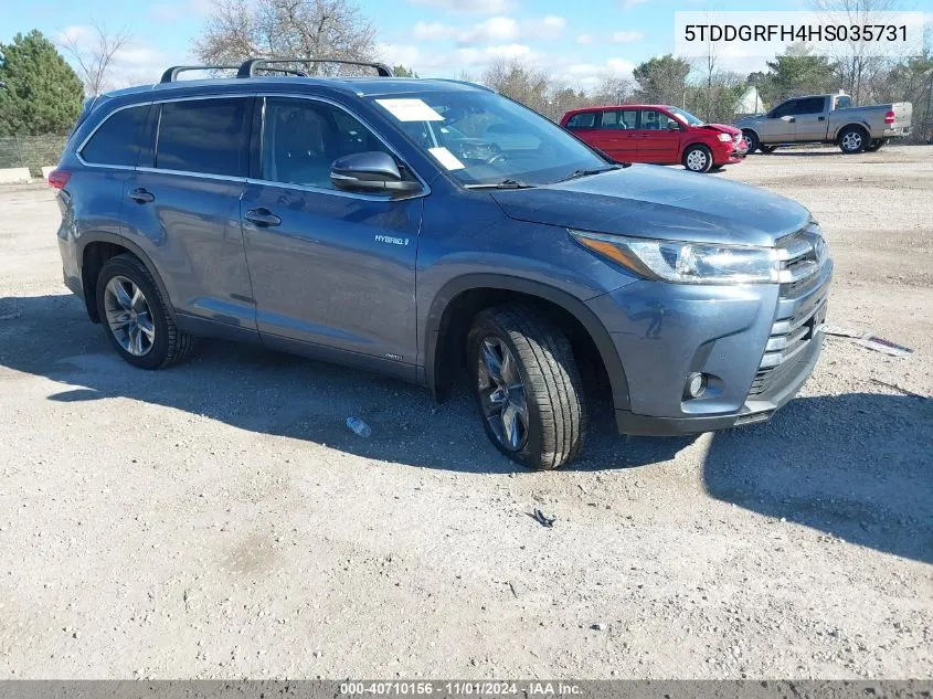 2017 Toyota Highlander Hybrid Limited Platinum VIN: 5TDDGRFH4HS035731 Lot: 40710156