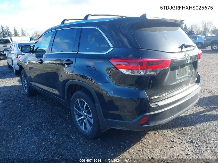 2017 Toyota Highlander Hybrid/Xle VIN: 5TDJGRFHXHS025675 Lot: 40719014