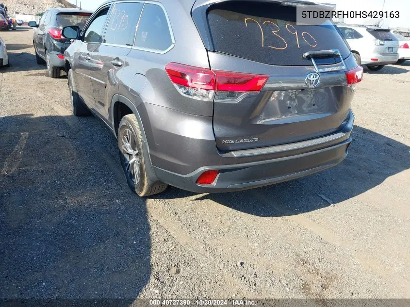 2017 Toyota Highlander Le VIN: 5TDBZRFH0HS429163 Lot: 40727390