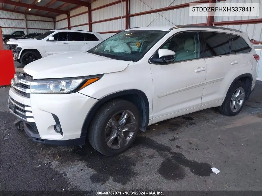 2017 Toyota Highlander Limited VIN: 5TDDZRFHXHS378411 Lot: 40737971