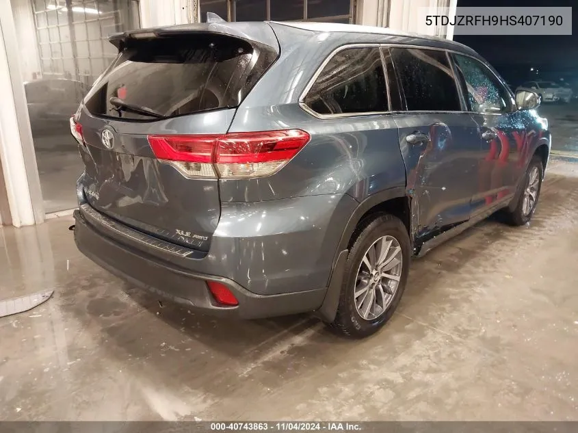 5TDJZRFH9HS407190 2017 Toyota Highlander Xle