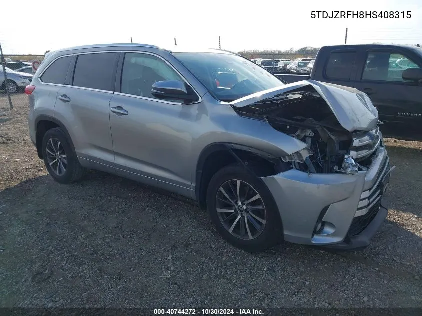 5TDJZRFH8HS408315 2017 Toyota Highlander Xle