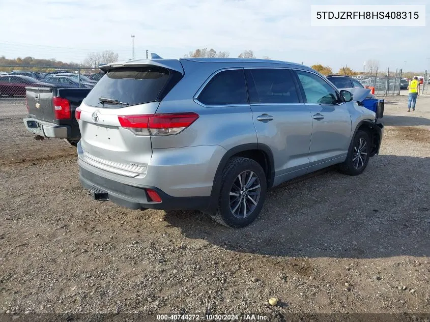 5TDJZRFH8HS408315 2017 Toyota Highlander Xle