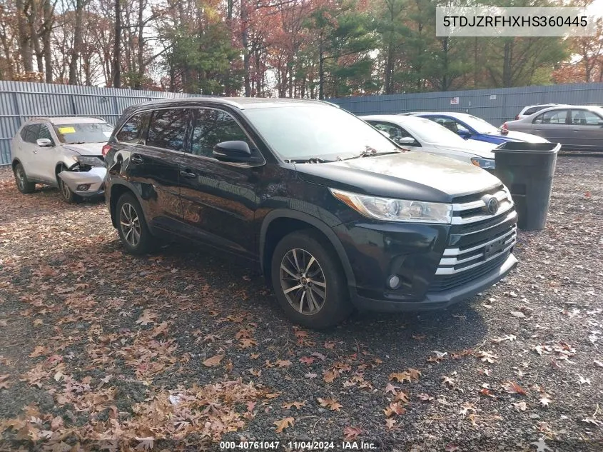 2017 Toyota Highlander Xle VIN: 5TDJZRFHXHS360445 Lot: 40761047