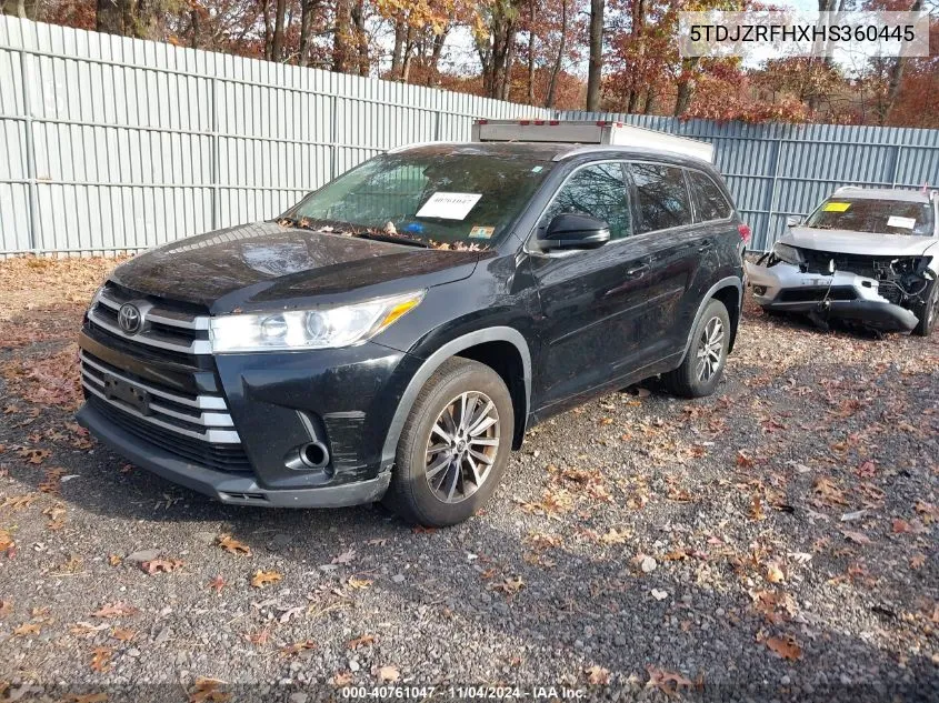 2017 Toyota Highlander Xle VIN: 5TDJZRFHXHS360445 Lot: 40761047