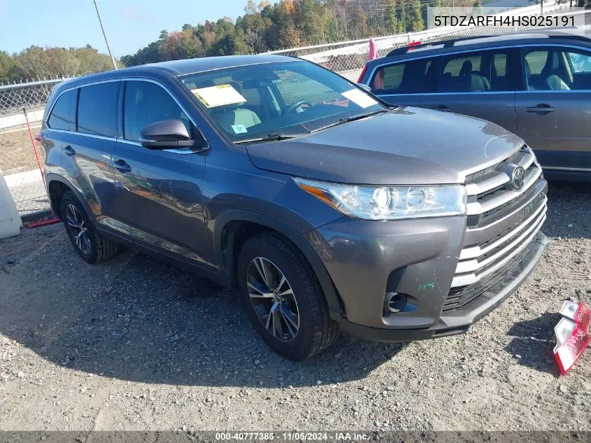 2017 Toyota Highlander Le VIN: 5TDZARFH4HS025191 Lot: 40777385