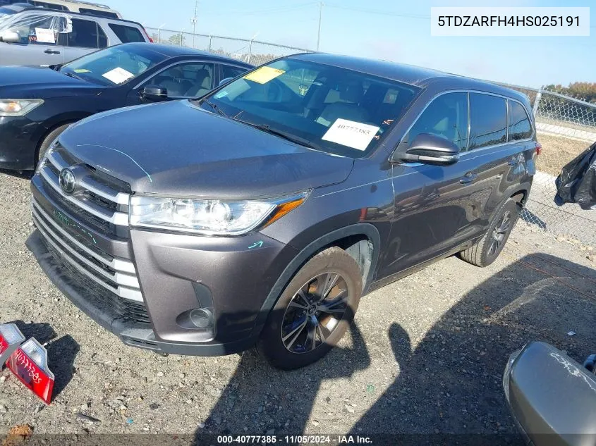 2017 Toyota Highlander Le VIN: 5TDZARFH4HS025191 Lot: 40777385