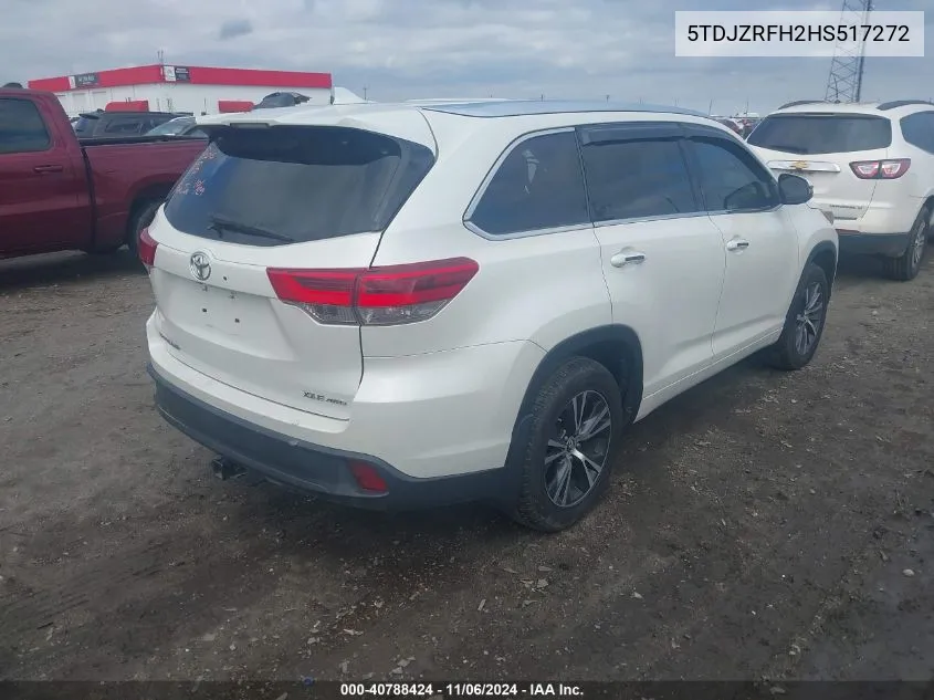 2017 Toyota Highlander Xle VIN: 5TDJZRFH2HS517272 Lot: 40788424