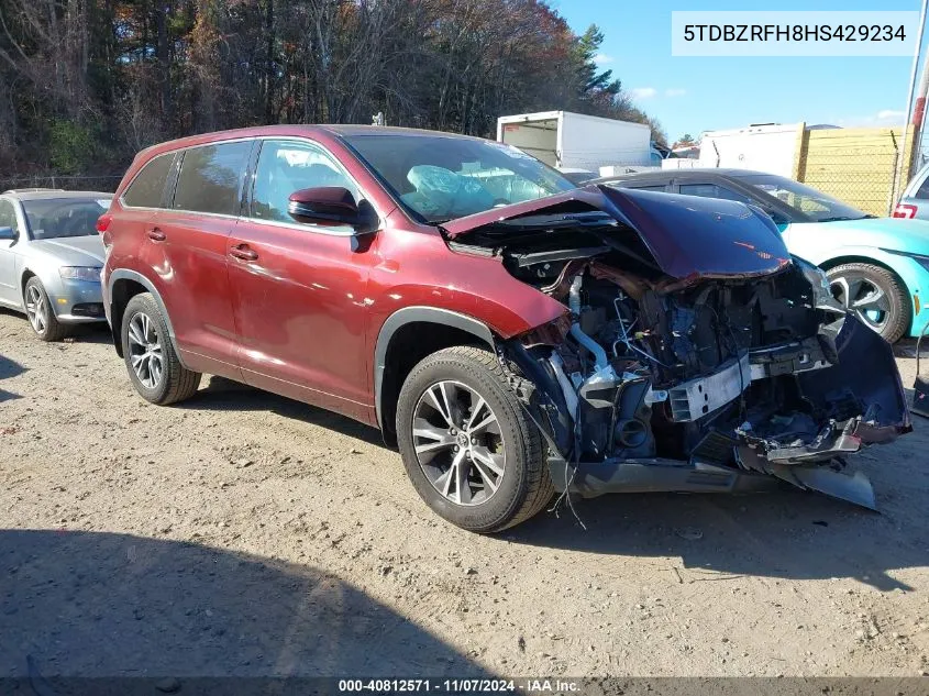 2017 Toyota Highlander Le VIN: 5TDBZRFH8HS429234 Lot: 40812571