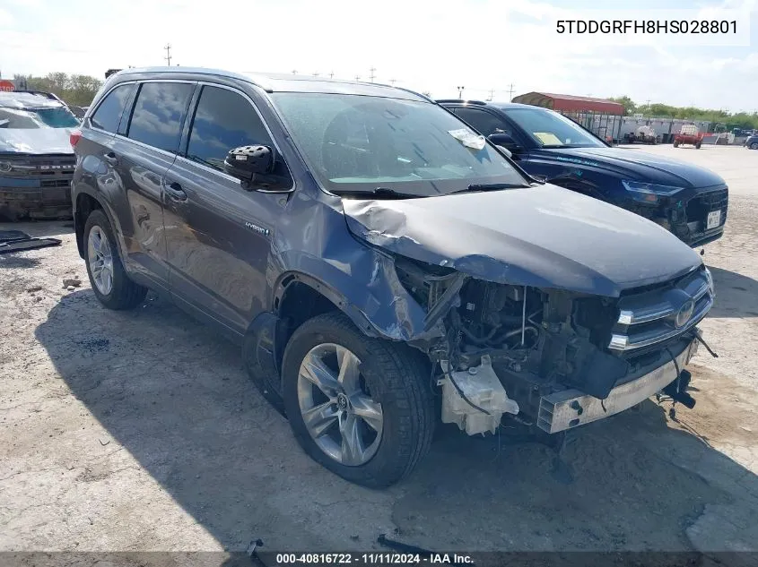 2017 Toyota Highlander Limited Platinum VIN: 5TDDGRFH8HS028801 Lot: 40816722