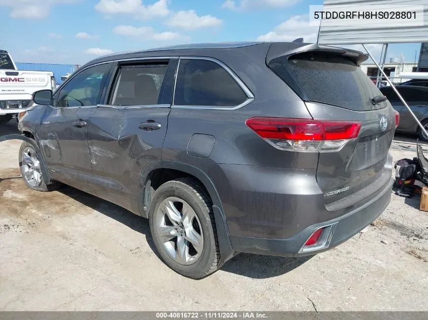 2017 Toyota Highlander Limited Platinum VIN: 5TDDGRFH8HS028801 Lot: 40816722