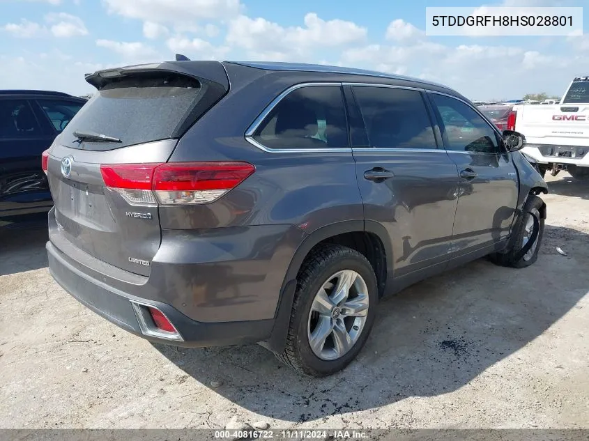 2017 Toyota Highlander Limited Platinum VIN: 5TDDGRFH8HS028801 Lot: 40816722