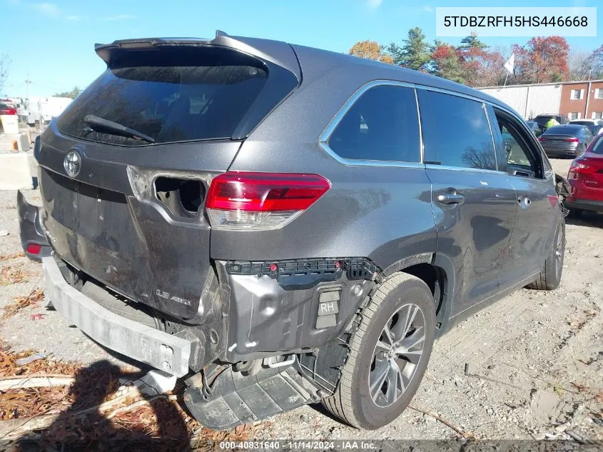 2017 Toyota Highlander Le Plus VIN: 5TDBZRFH5HS446668 Lot: 40831640