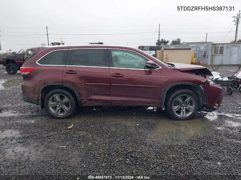 2017 Toyota Highlander Limited Platinum VIN: 5TDDZRFH5HS387131 Lot: 40857573