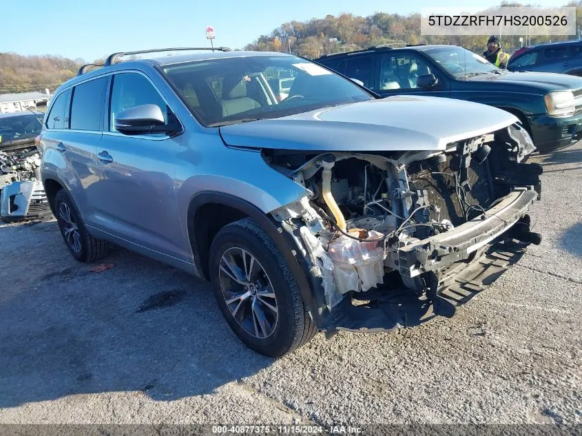 2017 Toyota Highlander Le VIN: 5TDZZRFH7HS200526 Lot: 40877375