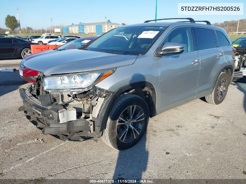 2017 Toyota Highlander Le VIN: 5TDZZRFH7HS200526 Lot: 40877375