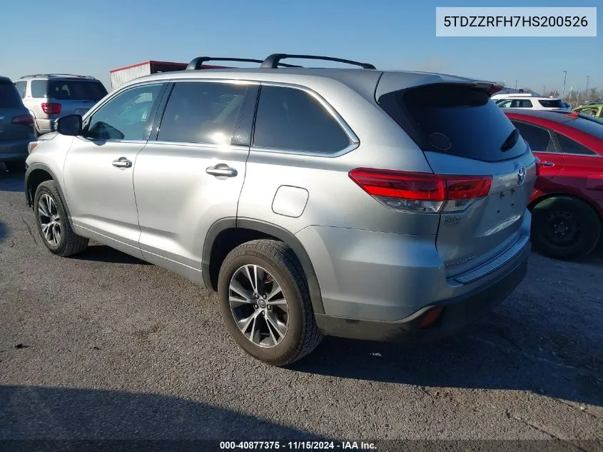 2017 Toyota Highlander Le VIN: 5TDZZRFH7HS200526 Lot: 40877375