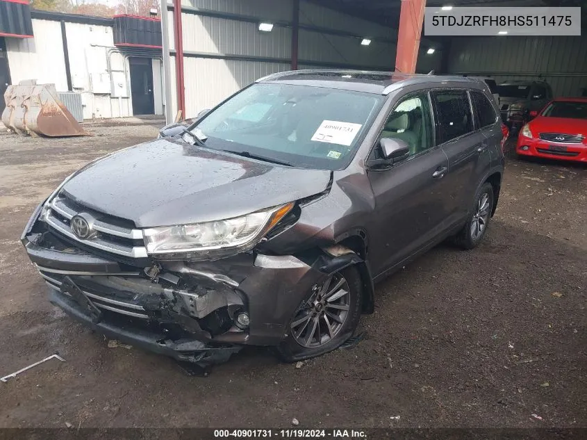 2017 Toyota Highlander Xle VIN: 5TDJZRFH8HS511475 Lot: 40901731