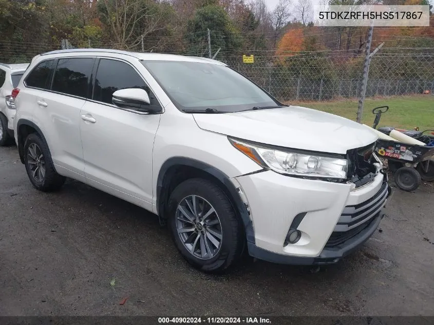 2017 Toyota Highlander Xle VIN: 5TDKZRFH5HS517867 Lot: 40902024