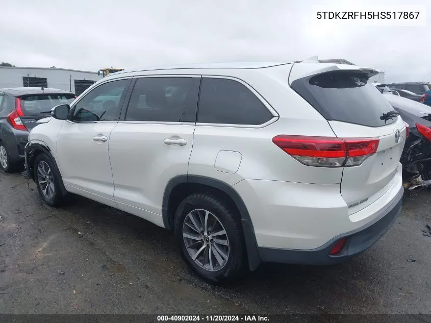 2017 Toyota Highlander Xle VIN: 5TDKZRFH5HS517867 Lot: 40902024