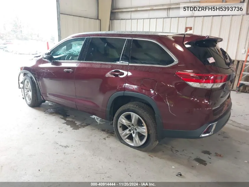 2017 Toyota Highlander Limited/Limited Platinum VIN: 5TDDZRFH5H5393736 Lot: 40914444