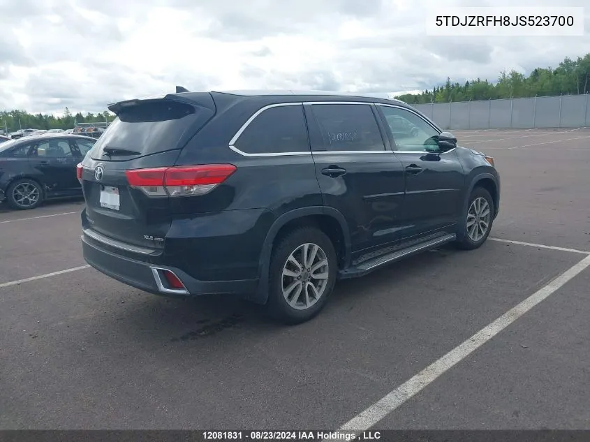 2018 Toyota Highlander Se/Xle VIN: 5TDJZRFH8JS523700 Lot: 12081831