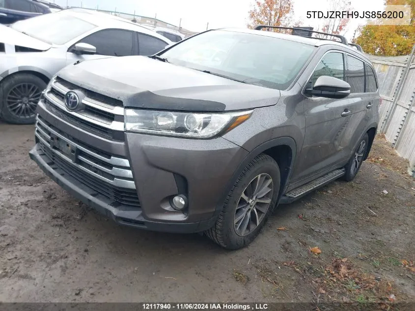 2018 Toyota Highlander Se/Xle VIN: 5TDJZRFH9JS856200 Lot: 12117940