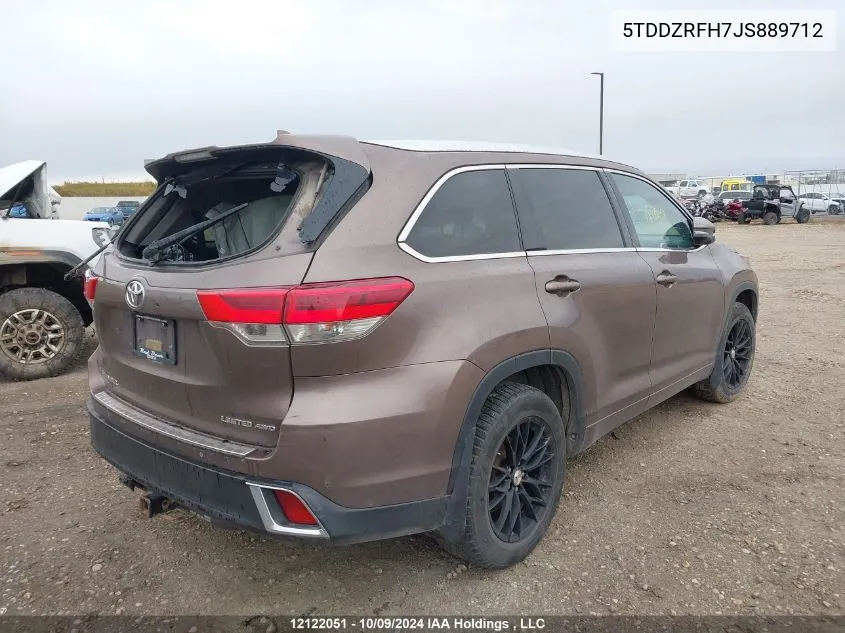 2018 Toyota Highlander Limited VIN: 5TDDZRFH7JS889712 Lot: 12122051