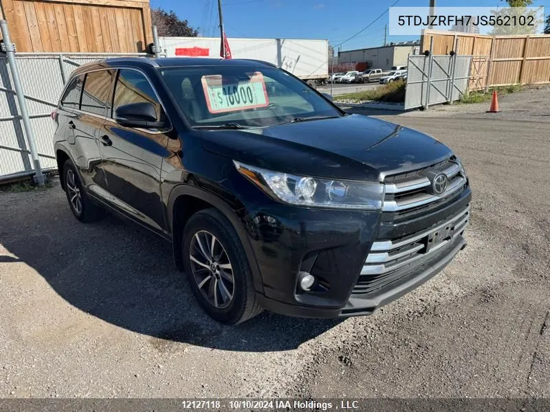 2018 Toyota Highlander VIN: 5TDJZRFH7JS562102 Lot: 12127118