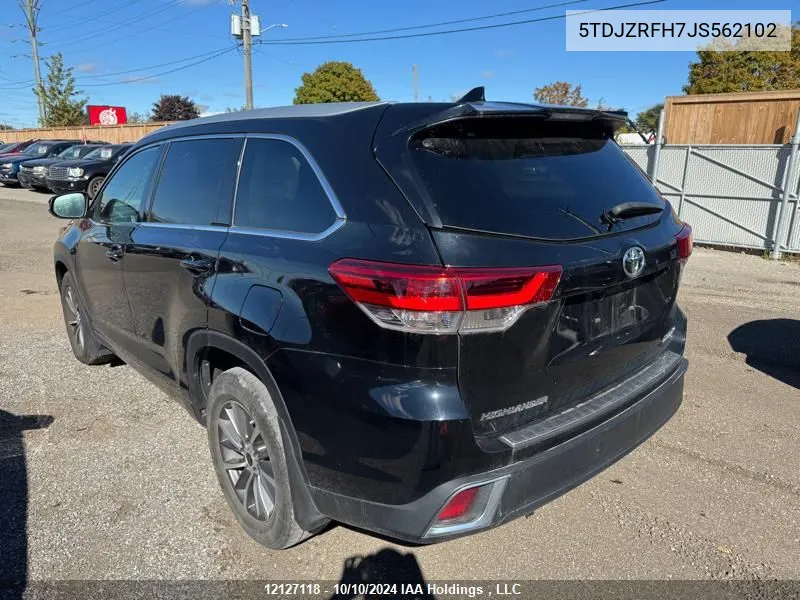 2018 Toyota Highlander VIN: 5TDJZRFH7JS562102 Lot: 12127118