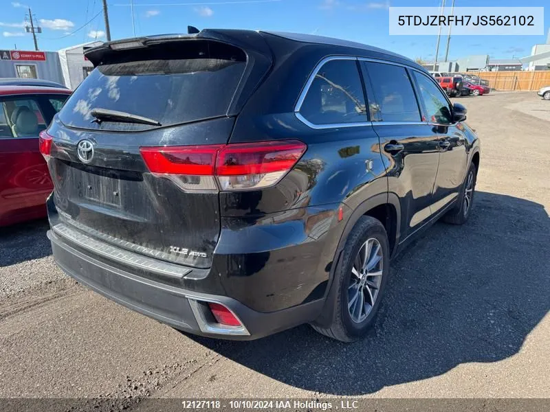 2018 Toyota Highlander VIN: 5TDJZRFH7JS562102 Lot: 12127118