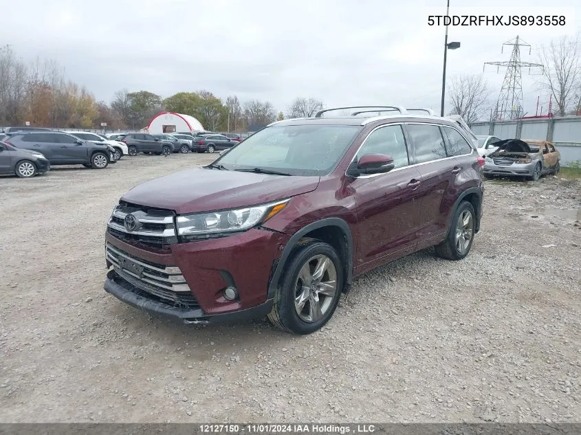 2018 Toyota Highlander Limited/Ltd Platinum VIN: 5TDDZRFHXJS893558 Lot: 12127150