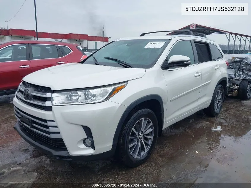 2018 Toyota Highlander Xle VIN: 5TDJZRFH7JS532128 Lot: 38595720